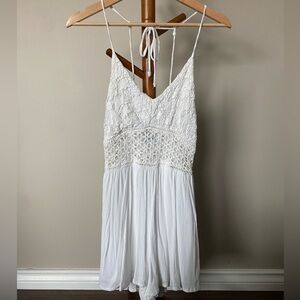 Crochet Bodice Tied Halter Romper